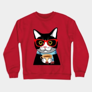 Funny Coffee Cat Crewneck Sweatshirt